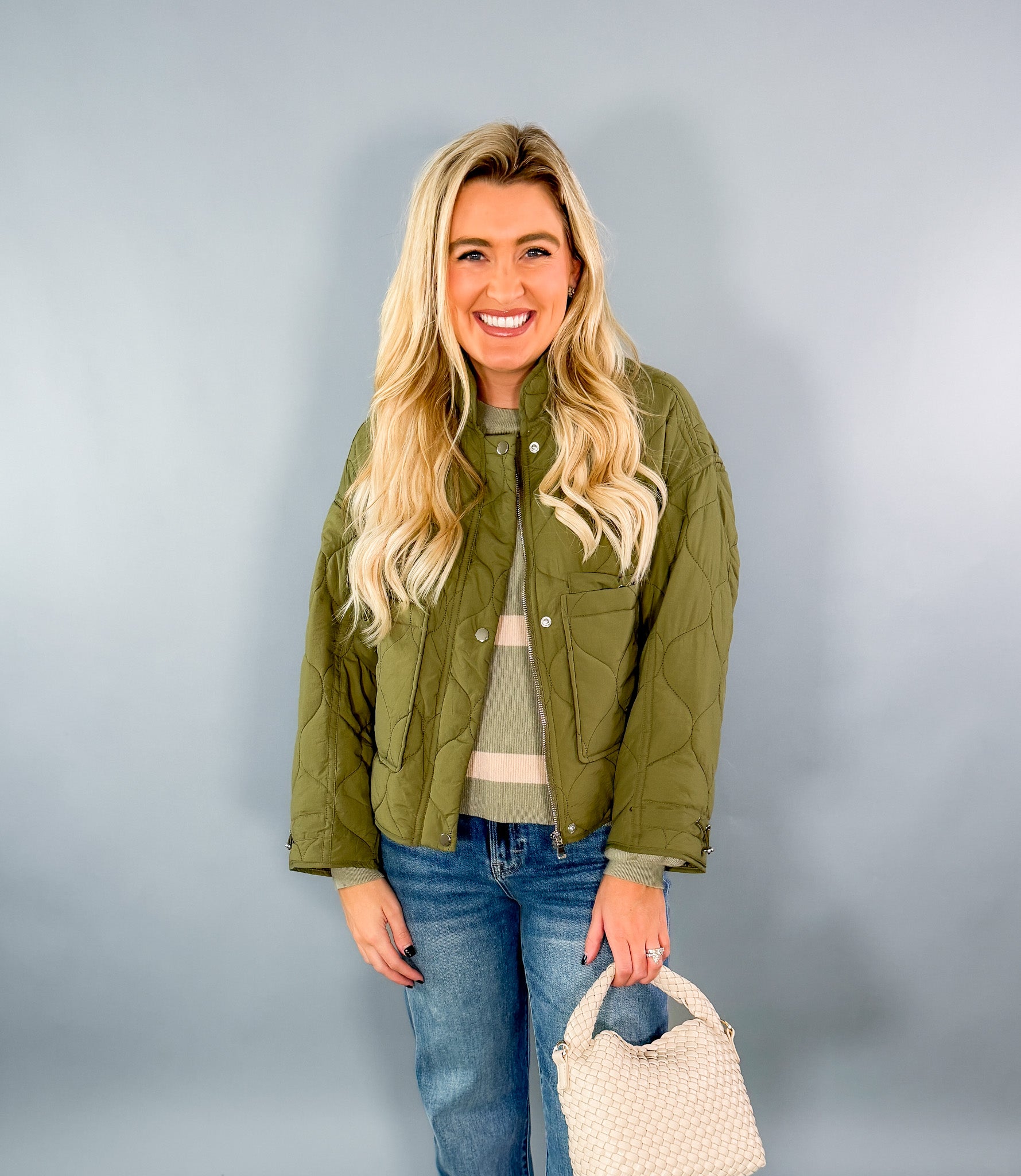 Olive Padded Cropped Jacket Molly Bracken