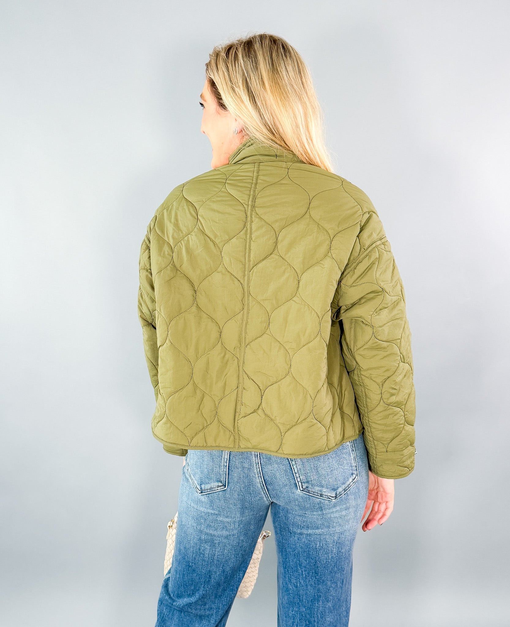 Olive Padded Cropped Jacket Molly Bracken