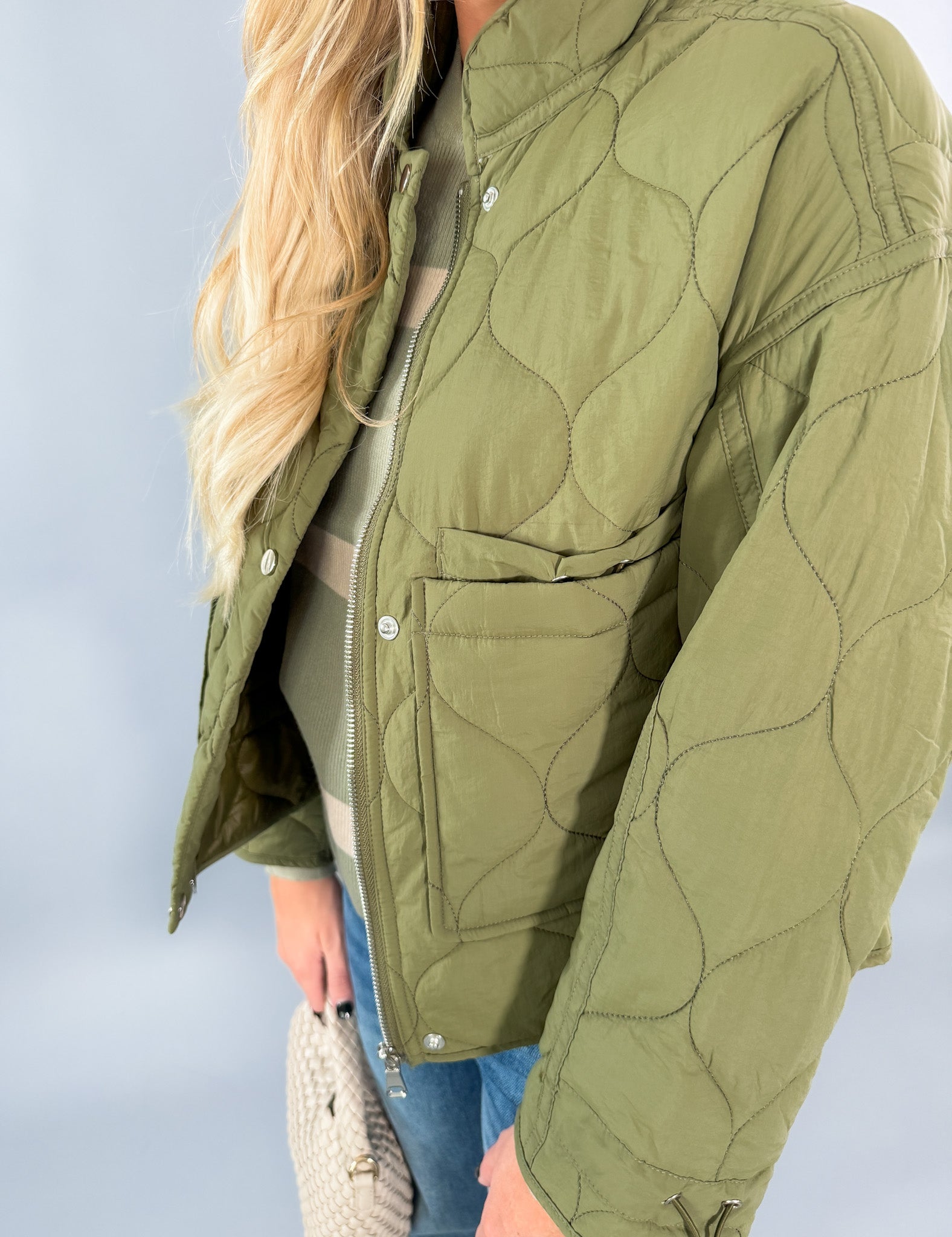 Olive Padded Cropped Jacket Molly Bracken