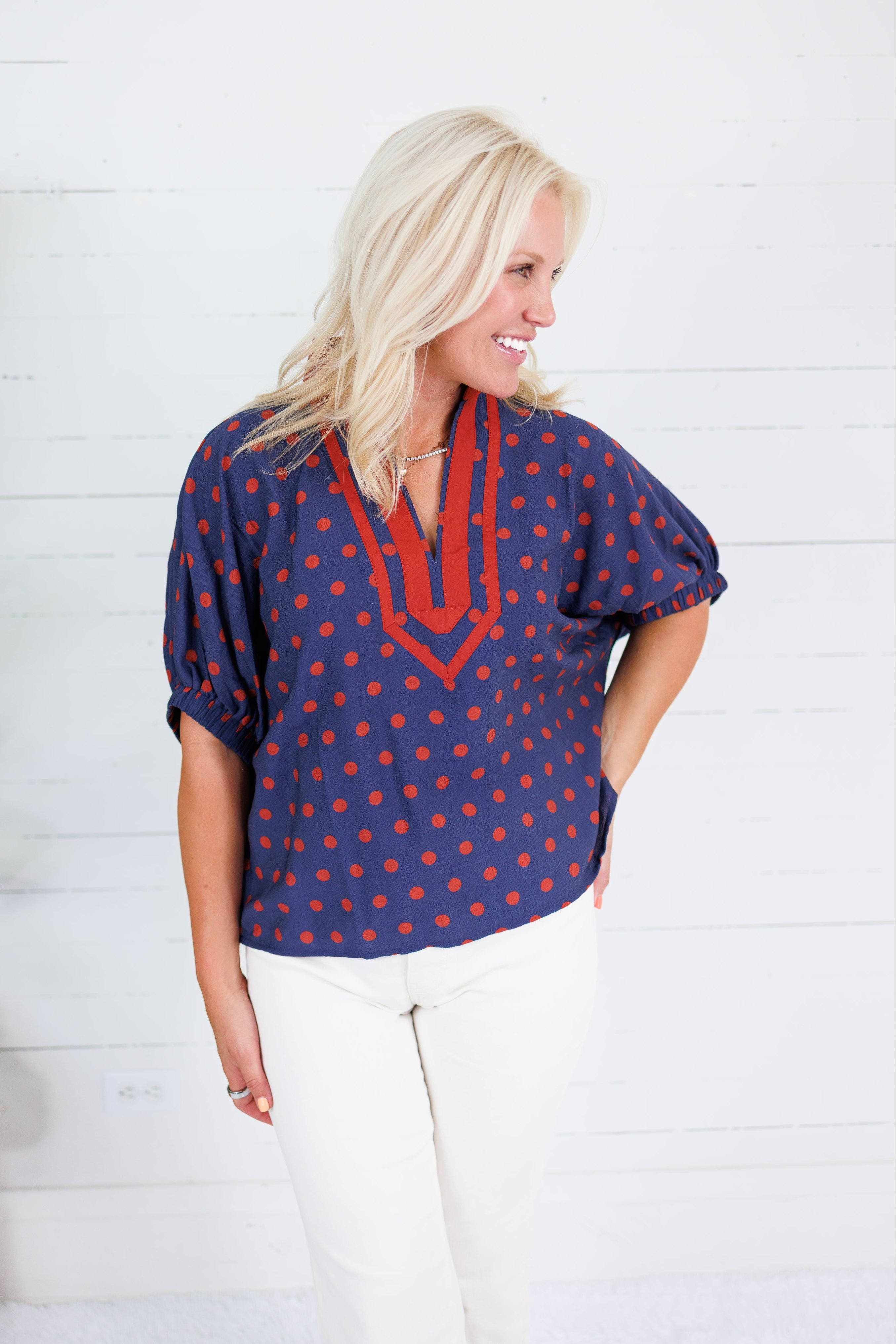 Oliver Navy Dottie Top Entro