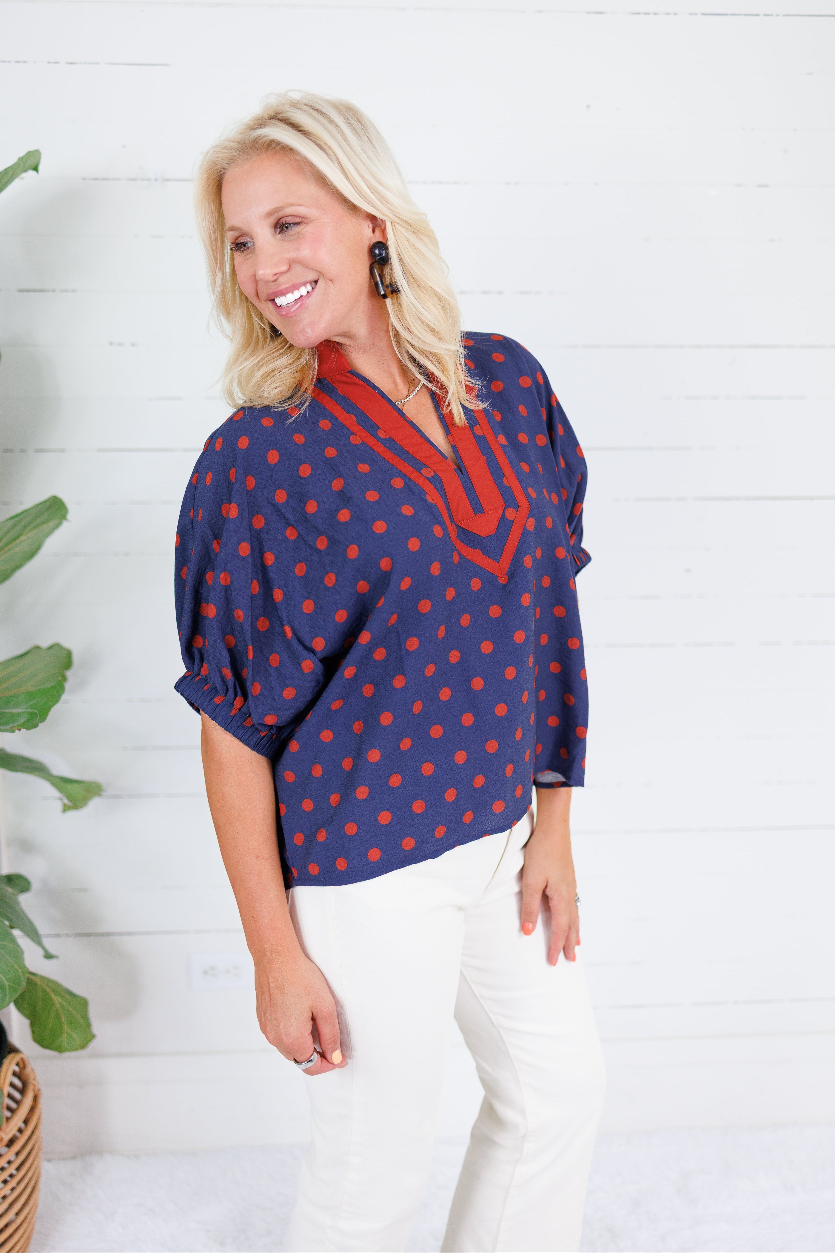 Oliver Navy Dottie Top Entro