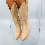 Olivia Beige Western Cutout Boots