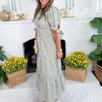 Olympia Olive Striped Midi Dress