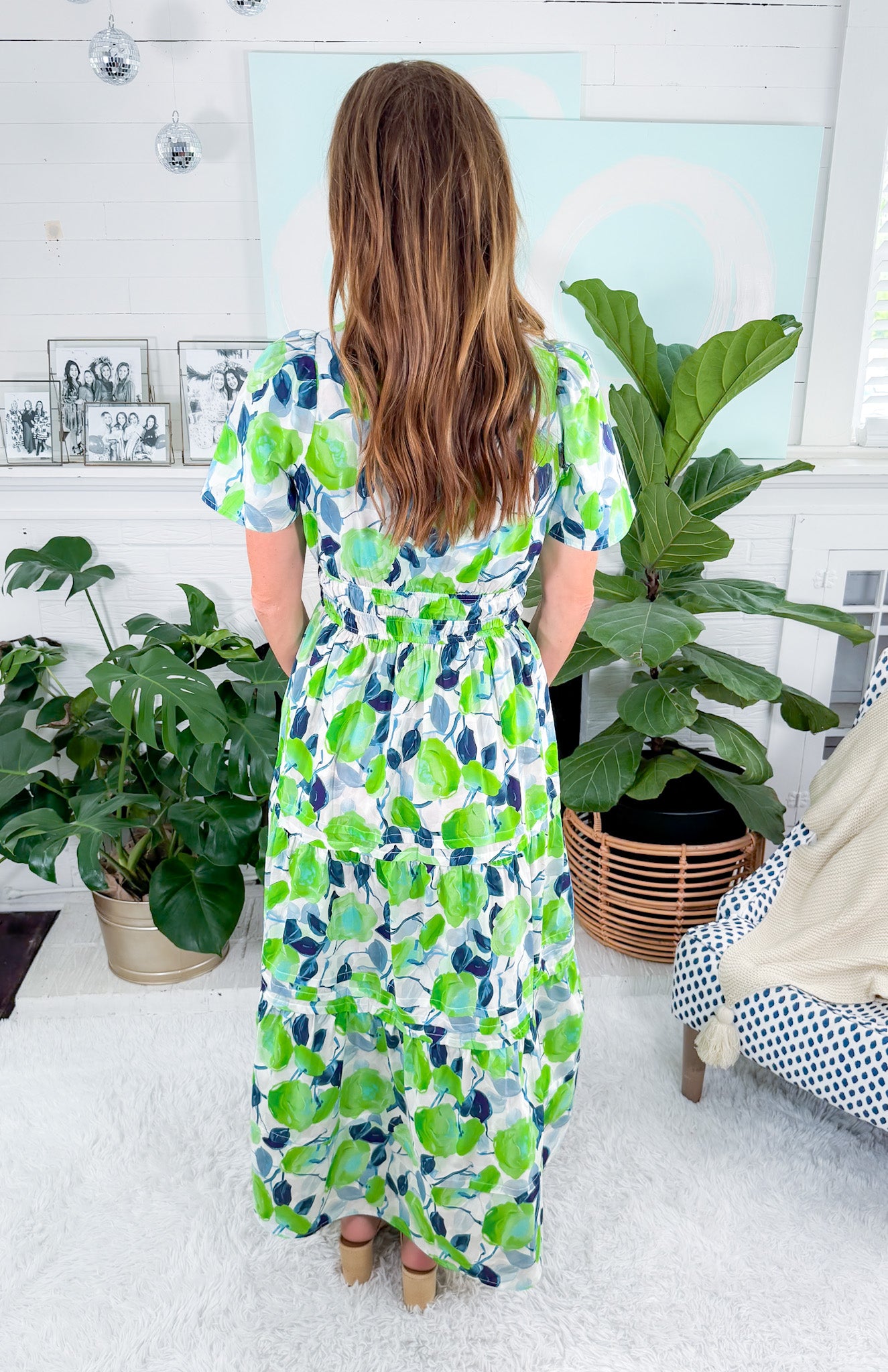 Opal Lime + Navy Maxi Dress