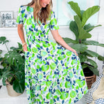 Opal Lime + Navy Maxi Dress