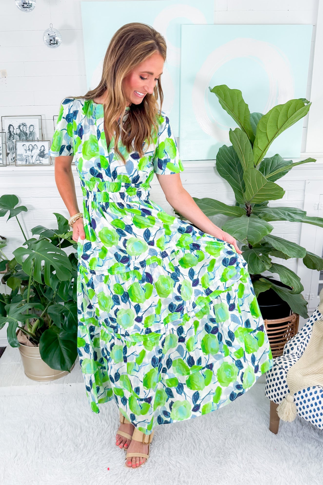 Opal Lime + Navy Maxi Dress