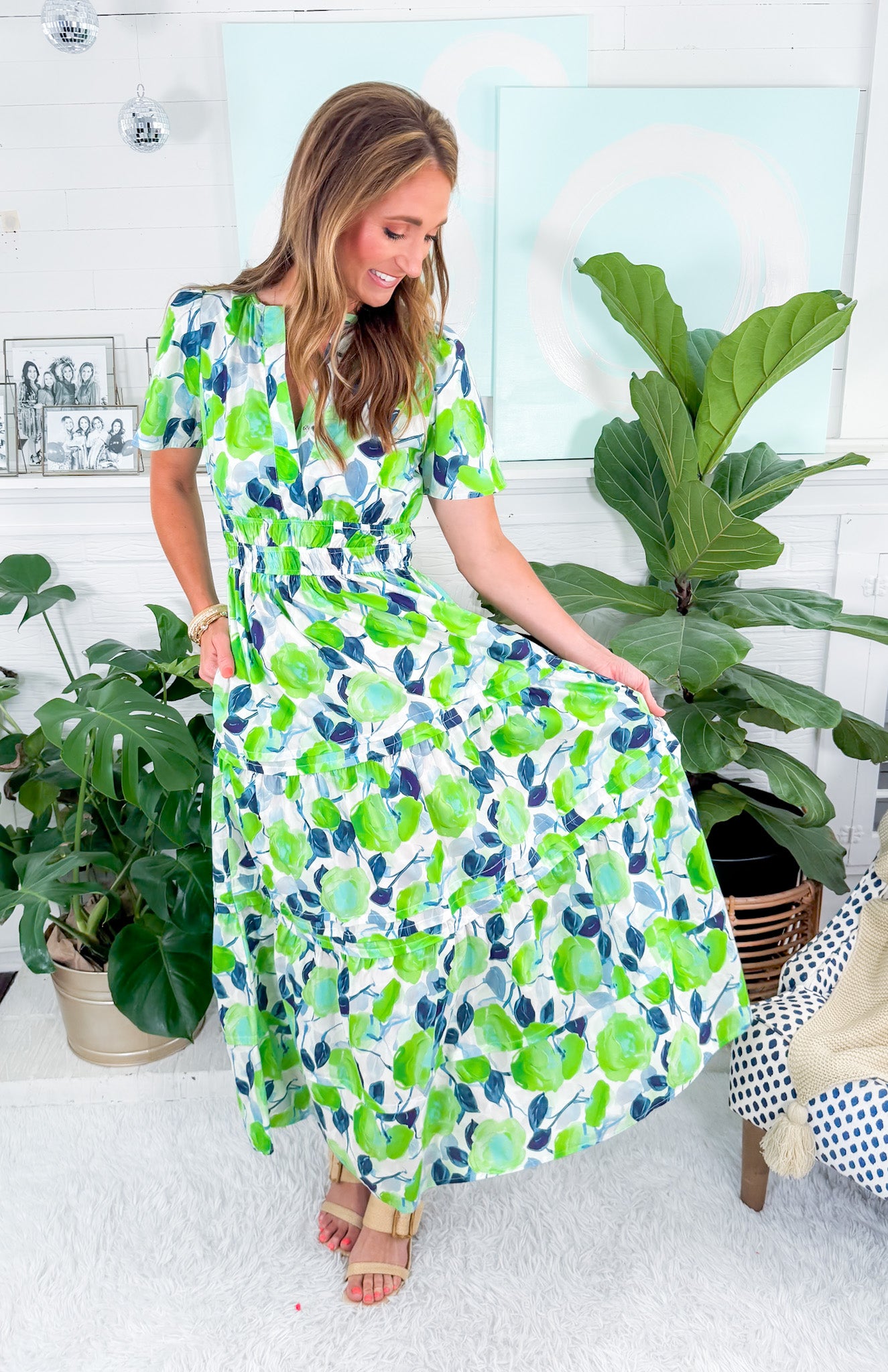 Opal Lime + Navy Maxi Dress