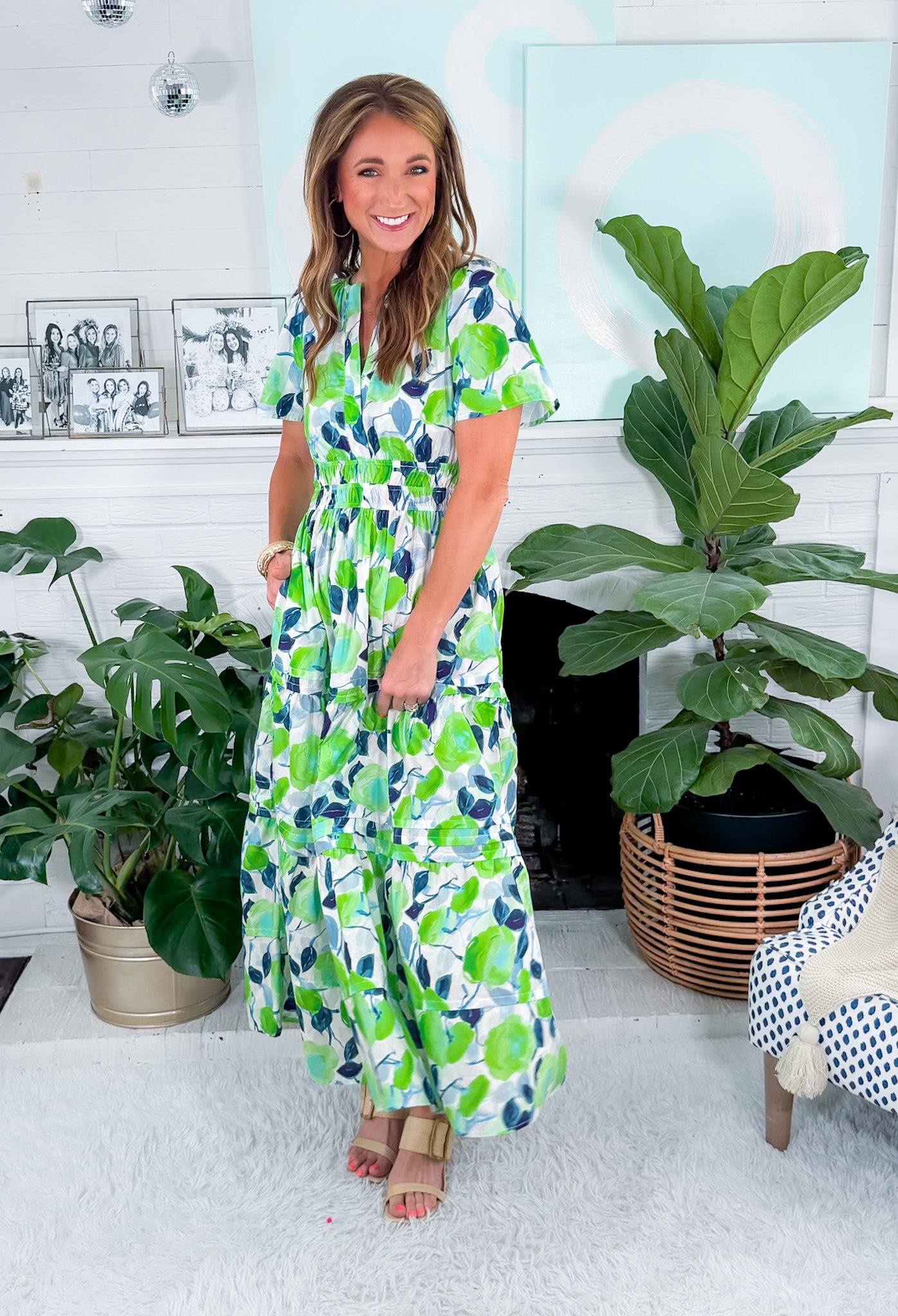 Opal Lime + Navy Maxi Dress