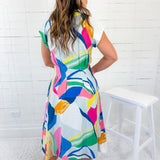 Opal Sky Mix Abstract Midi Dress Gigio