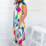 Opal Sky Mix Abstract Midi Dress Gigio