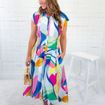 Opal Sky Mix Abstract Midi Dress Gigio