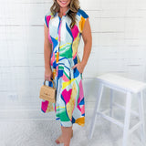 Opal Sky Mix Abstract Midi Dress Gigio