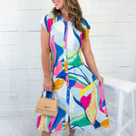 Opal Sky Mix Abstract Midi Dress Gigio