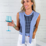 Opera Navy + Sky Gingham Sweater Entro