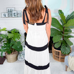 Orleans White + Black Banded Maxi Dress