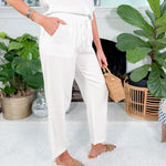 Ormond White Gauze Tie Waist Pants Bobi