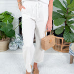 Ormond White Gauze Tie Waist Pants Bobi