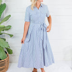 Oscar Navy + White Stripe Shirt Dress Allie Rose