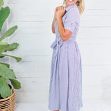 Oscar Navy + White Stripe Shirt Dress Allie Rose