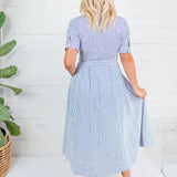 Oscar Navy + White Stripe Shirt Dress Allie Rose