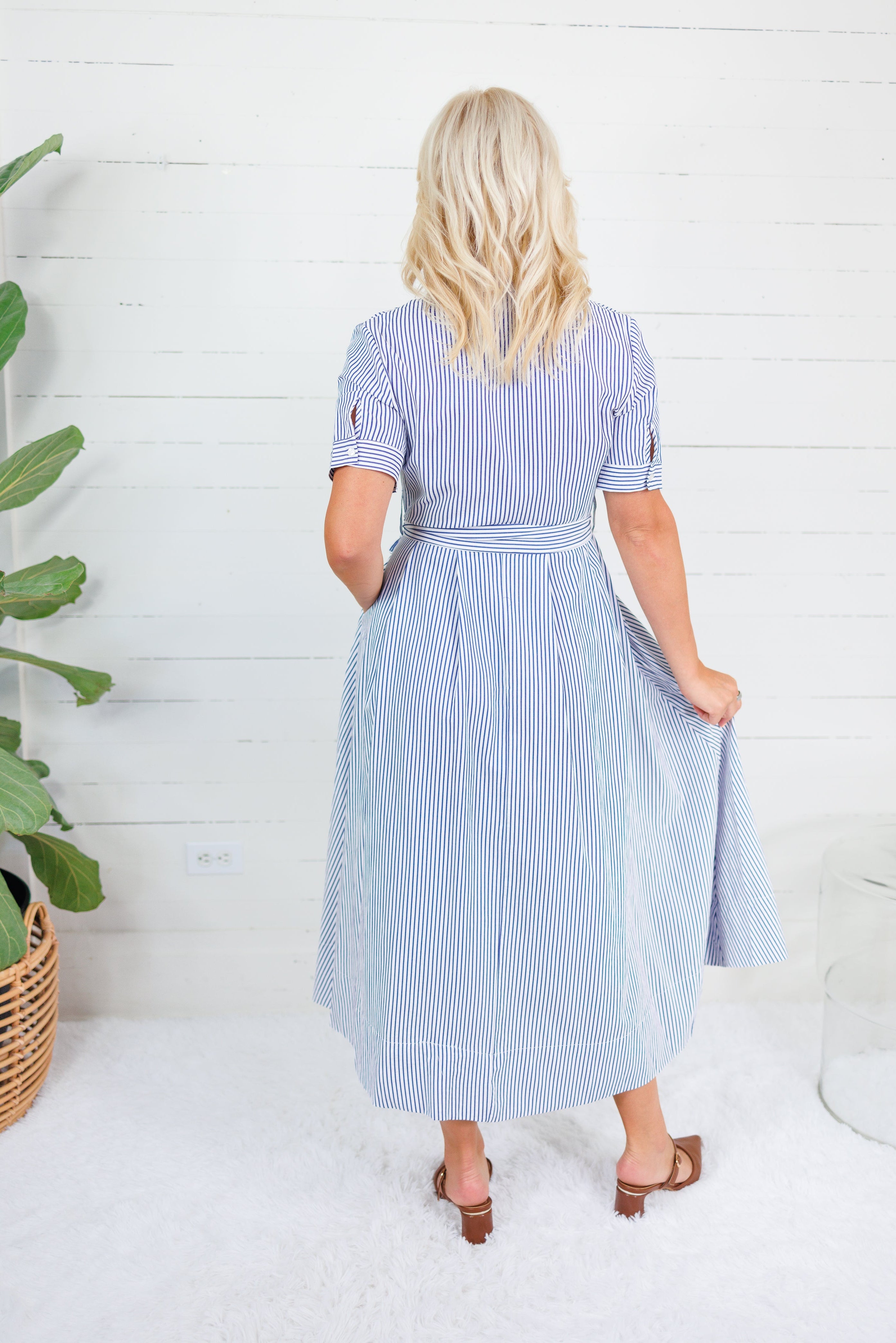 Oscar Navy + White Stripe Shirt Dress Allie Rose