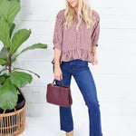 Oshkin Red Beans Gingham Flounce Hem Top Entro