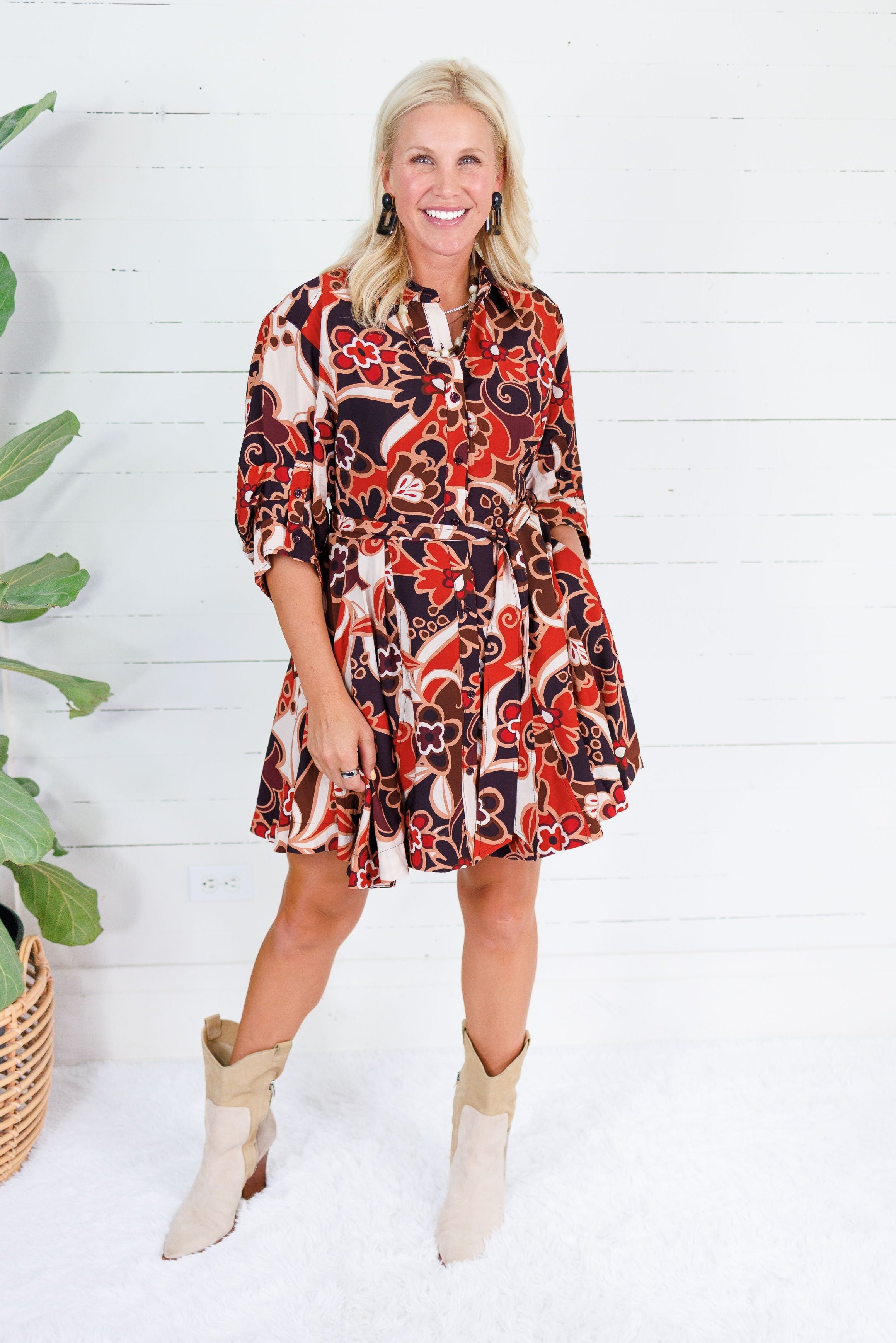 Overstreet Brick + Brown Mini Dress Fate