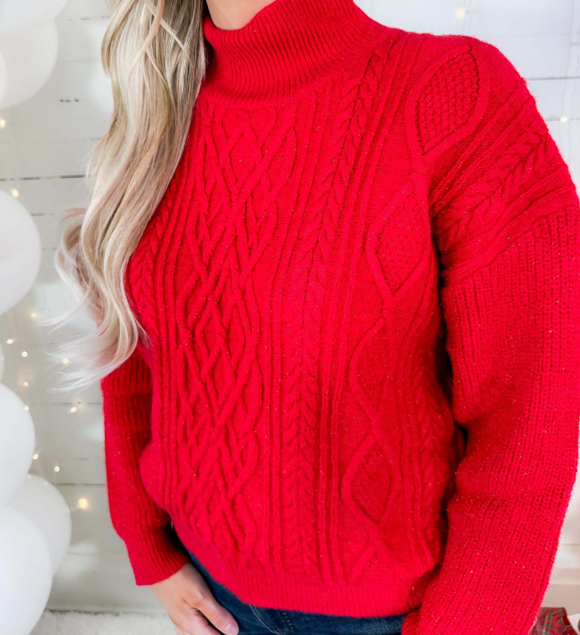 Oxmoor Red Sprinkle Sparkle Turtleneck Sweater Molly Bracken