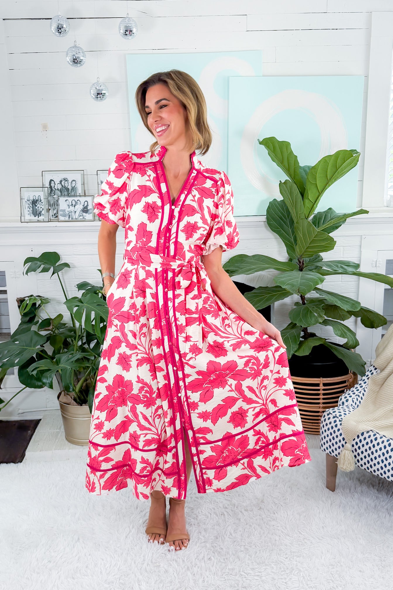 Palmer Pink Floral Maxi Dress Entro