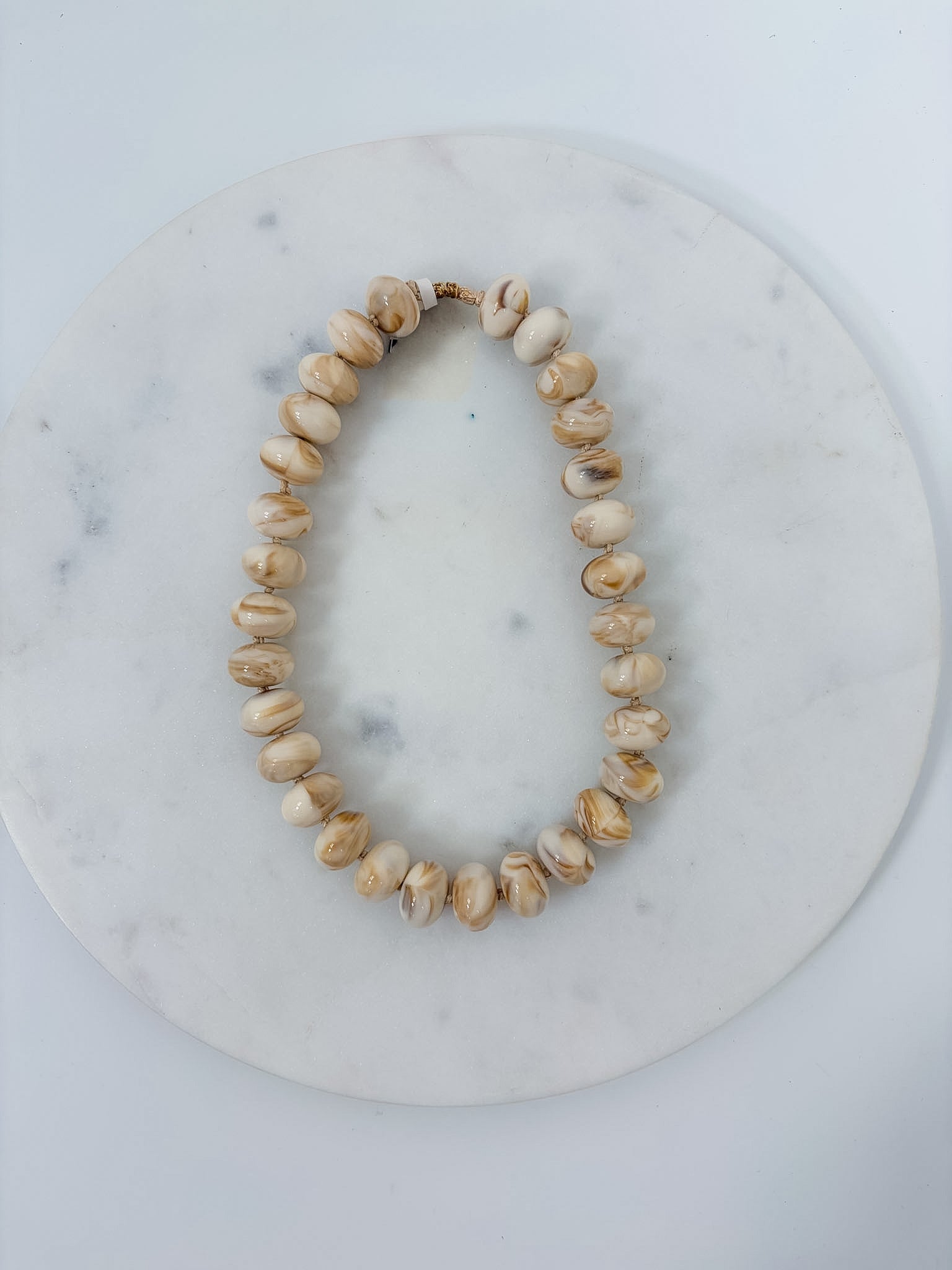 Palms Resin Chunky Beaded Necklace Beige