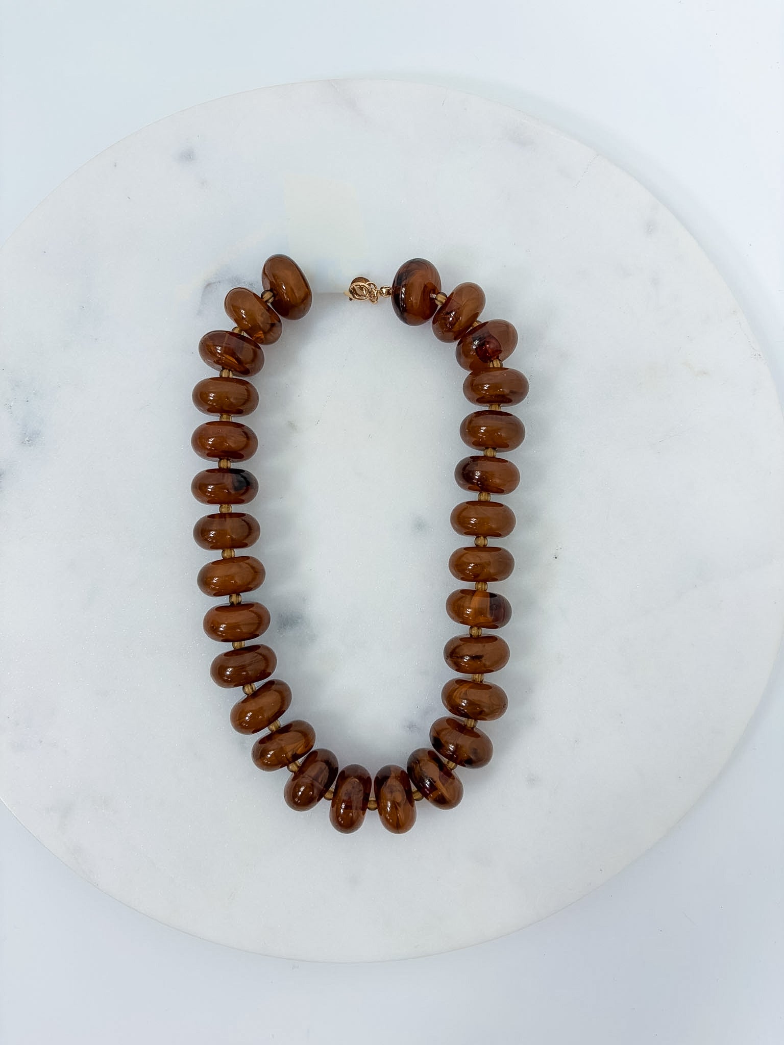 Palms Resin Chunky Beaded Necklace Brown