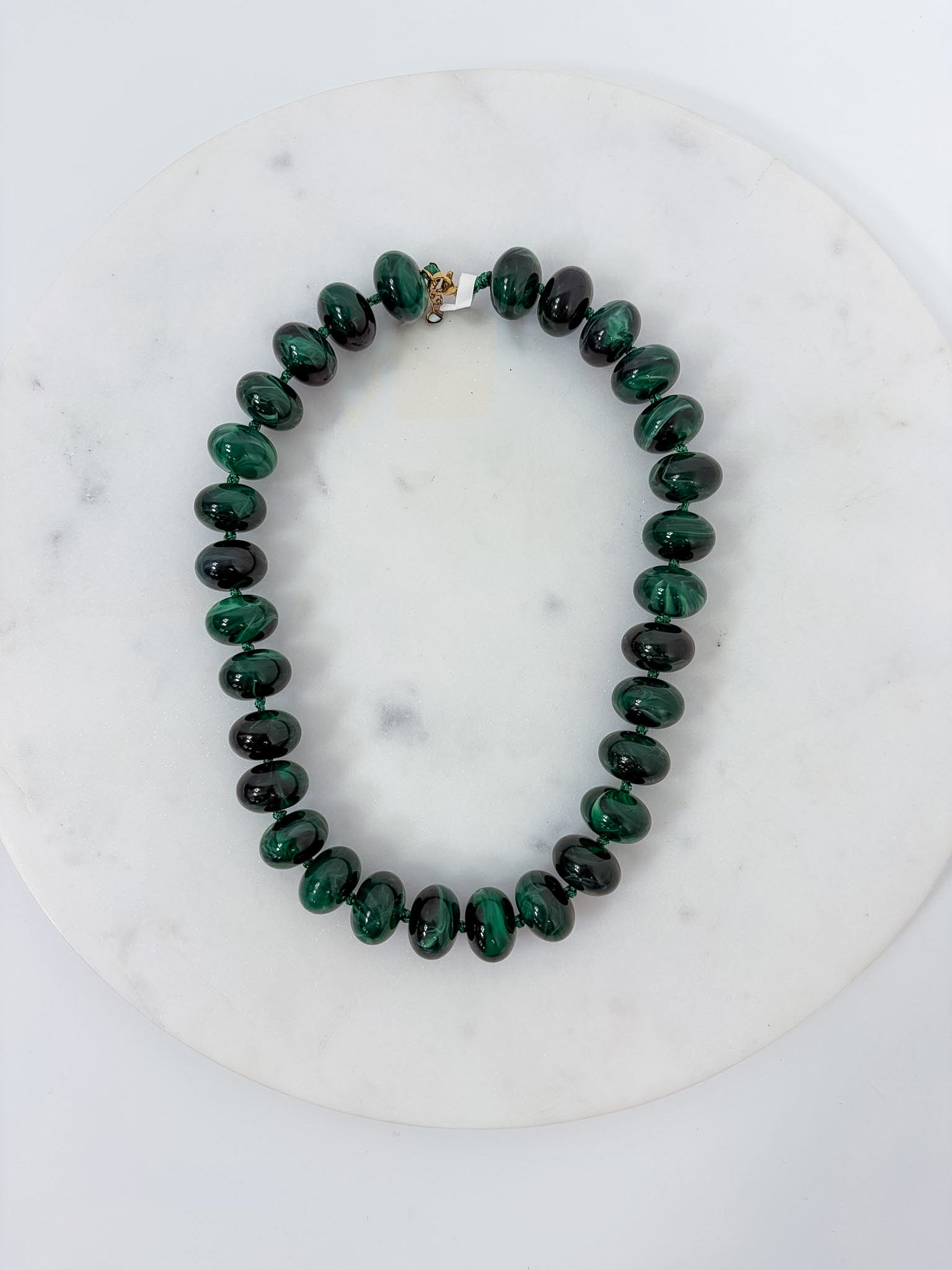 Palms Resin Chunky Beaded Necklace Deep Green