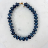 Palms Resin Chunky Beaded Necklace Navy