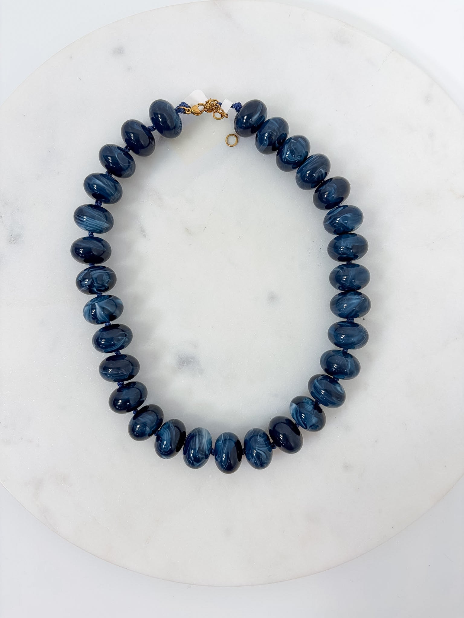 Palms Resin Chunky Beaded Necklace Navy
