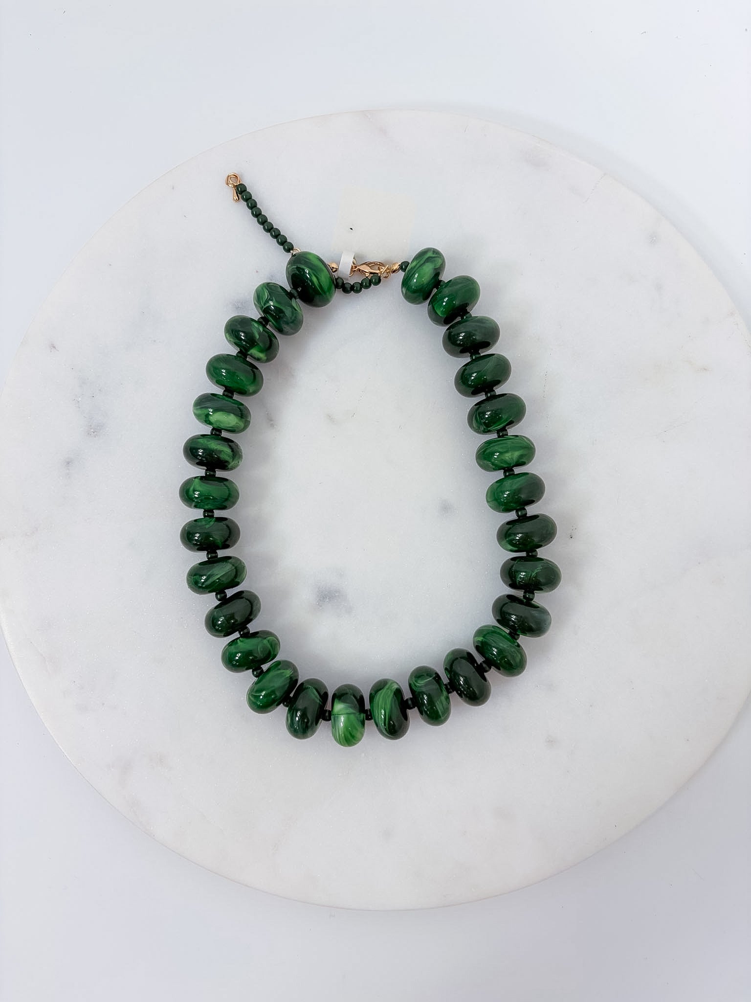 Palms Resin Chunky Beaded Necklace Pine Green
