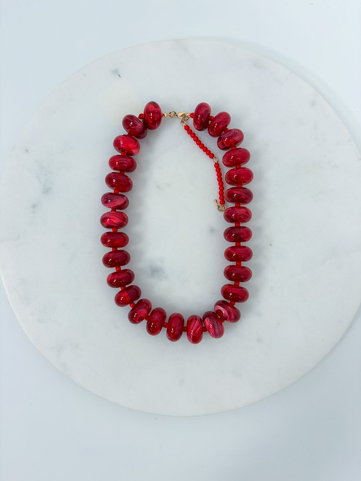 Palms Resin Chunky Beaded Necklace Red