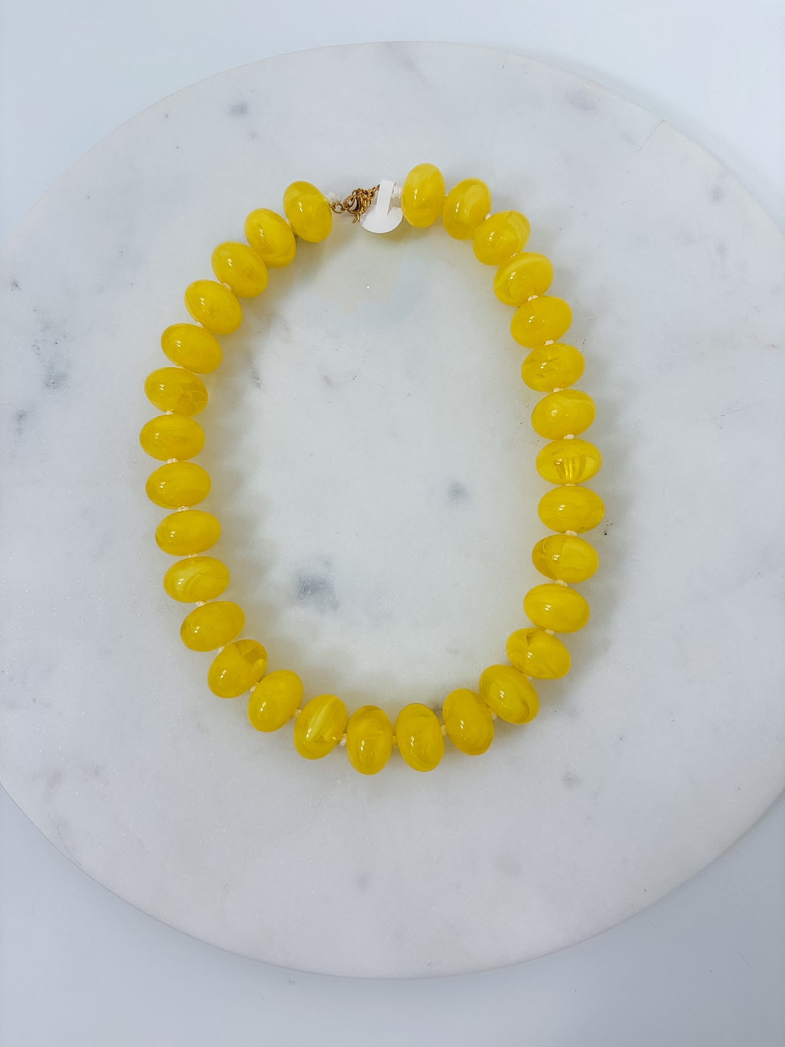 Palms Resin Chunky Beaded Necklace Yellow
