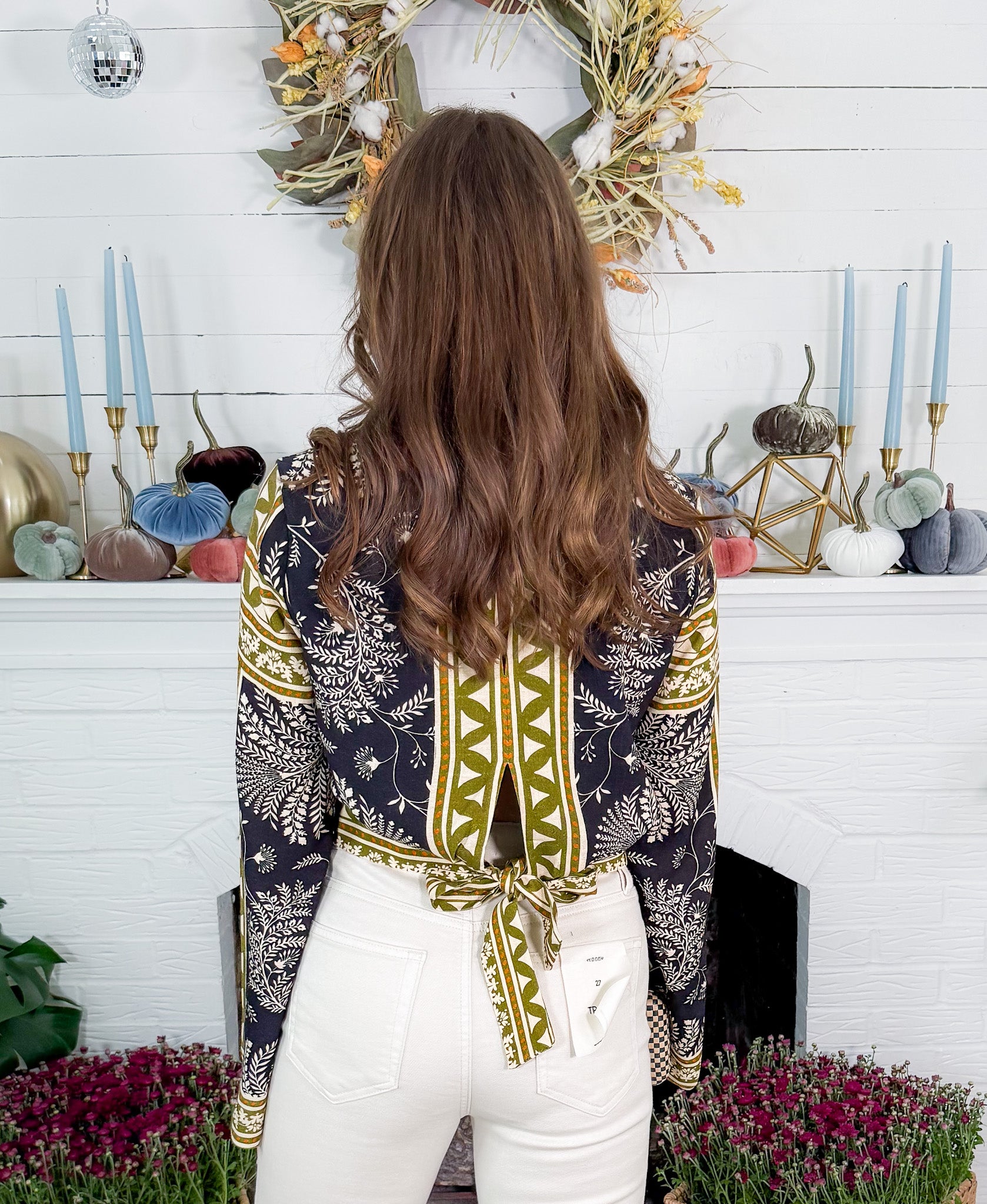 Paris Mystique Fern Cropped Tie Back Top