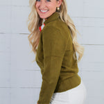 Paris Olive Quarter Zip Sweater THML 