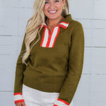 Paris Olive Quarter Zip Sweater THML 