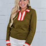 Paris Olive Quarter Zip Sweater THML 