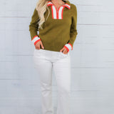 Paris Olive Quarter Zip Sweater THML 