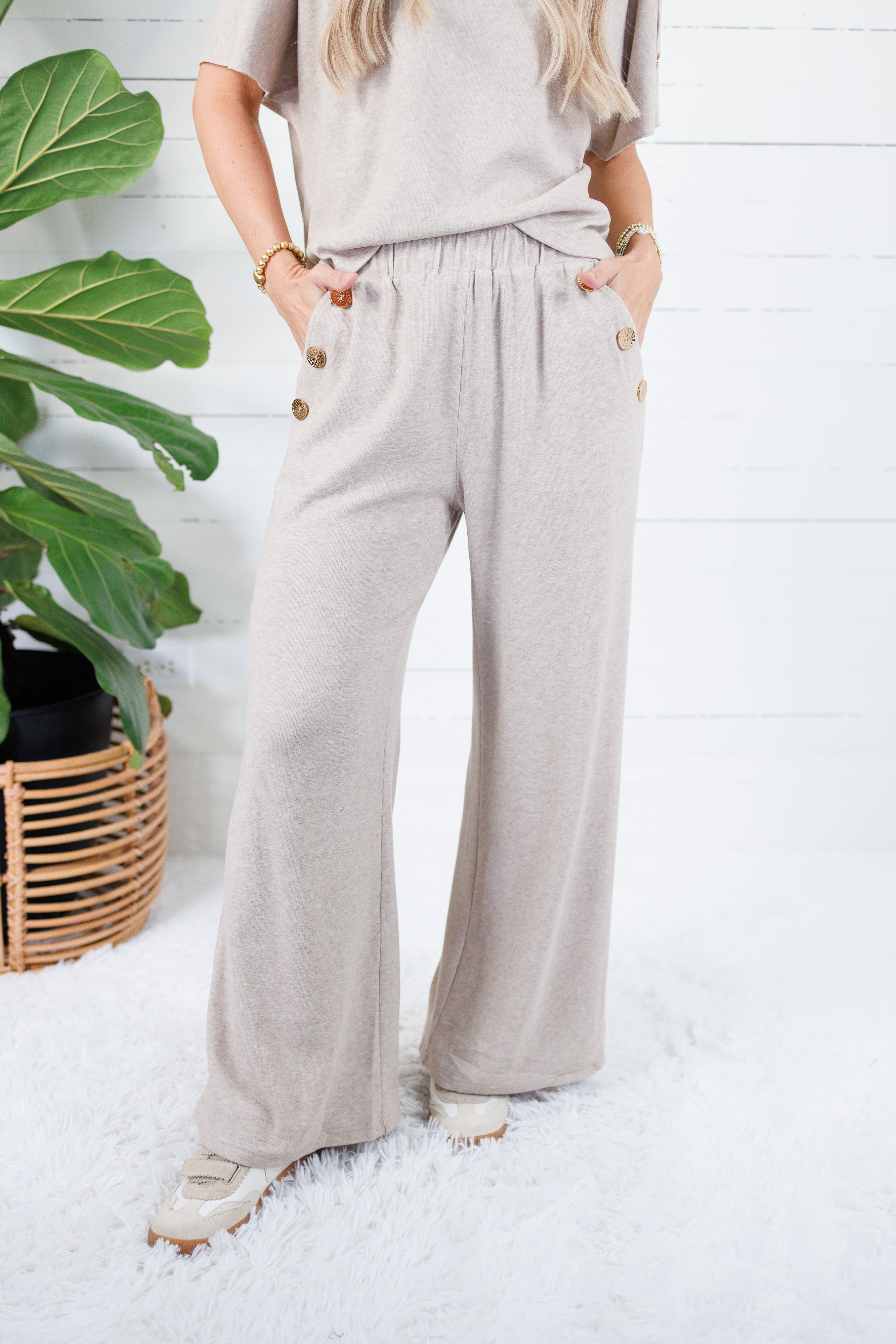 Parker Mocha Wide Leg Knit Pants See and Be Seen