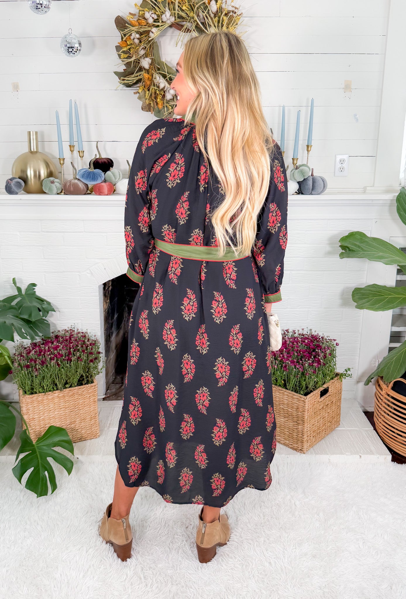 Parsons Black Floral Shirt Dress Entro