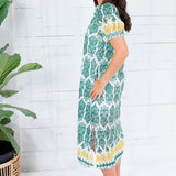 Parton Golden + Green Eyelet Dress