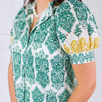 Parton Golden + Green Eyelet Dress