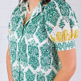 Parton Golden + Green Eyelet Dress
