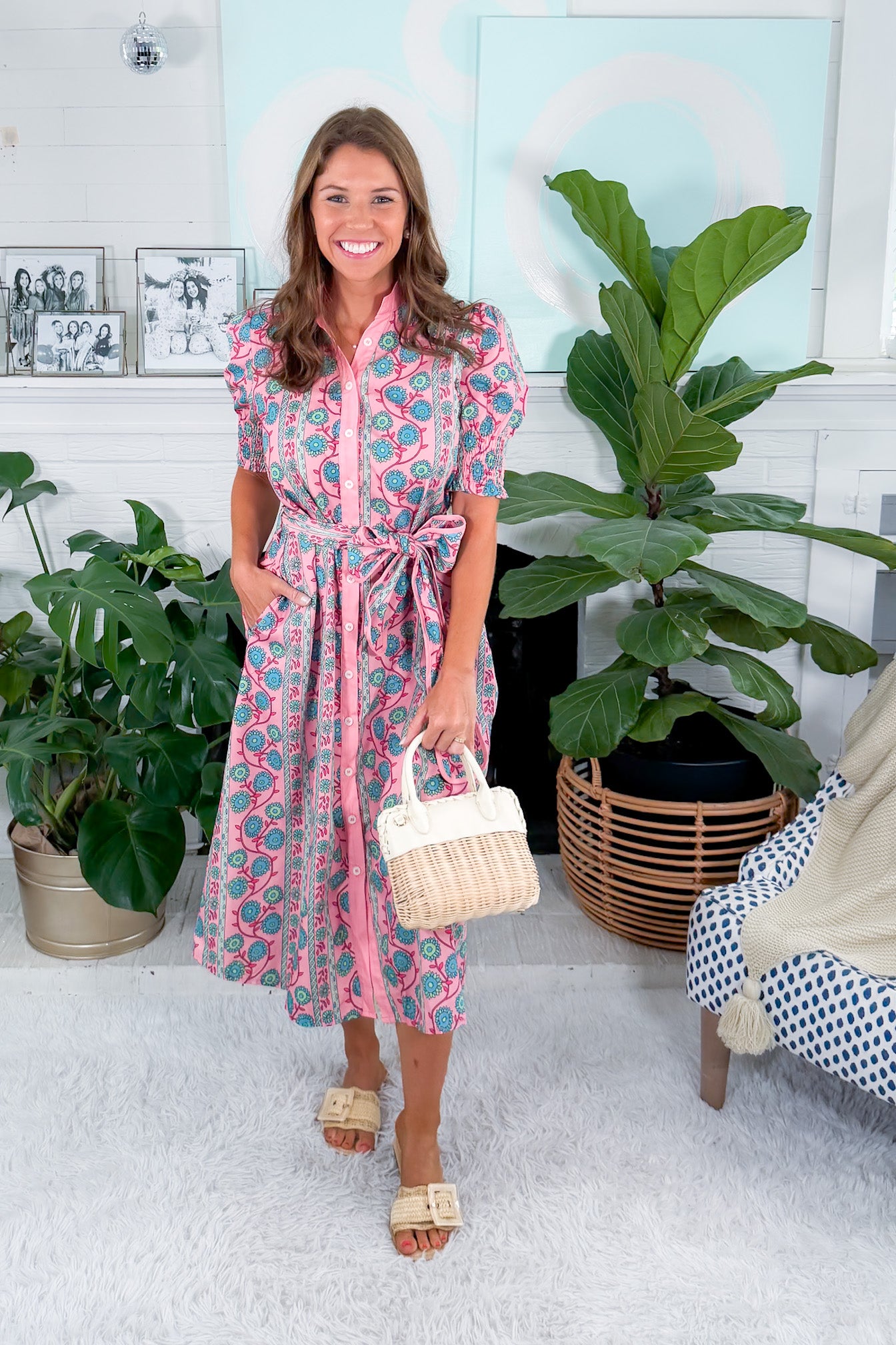 Partridge Pink Floral Midi Dress