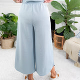 Patsy Sky Blue Wide Leg Cropped Ribbed Knit Pant Entro