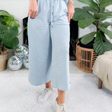 Patsy Sky Blue Wide Leg Cropped Ribbed Knit Pant Entro